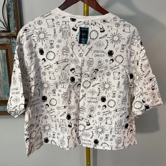 Zumba Fitness White Short Sleeve Graphic Pocket Tee with Black Doodles - Picture 5 of 9